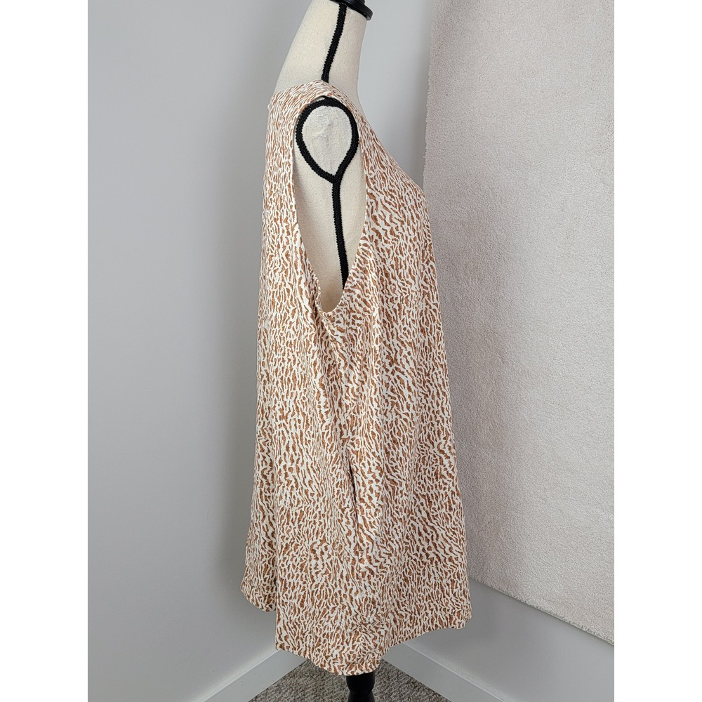 Old Navy Shift Dress Womens XXL Brown Excellent Linen Blend Animal Print Pockets - Picture 9 of 10